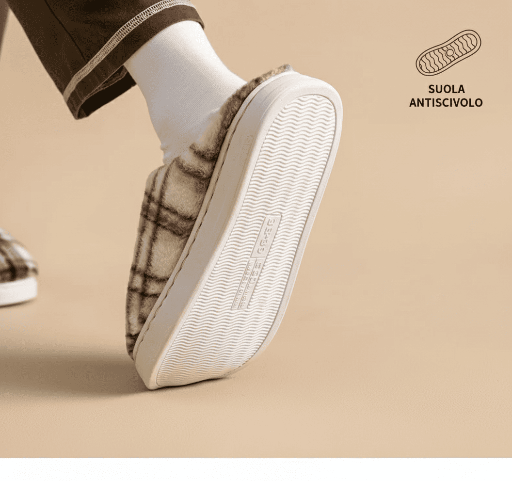 CaldoFelt pantofole calde e confortevoli, ideali per il relax in casa, suola antiscivolo, design accogliente per piedi sempre al caldo