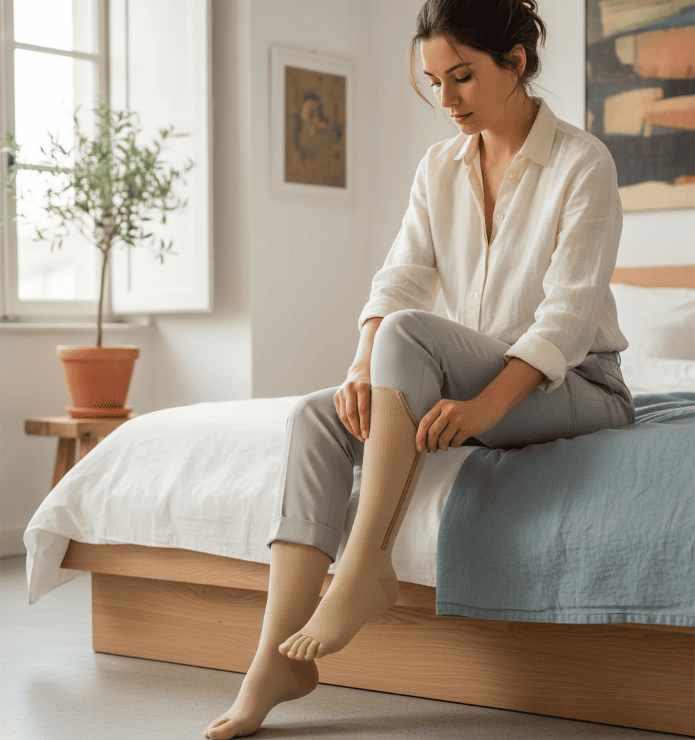 Calze a compressione VitaStep per donna, migliorano la circolazione, riducono gonfiore e affaticamento, ideali per sport e uso quotidiano