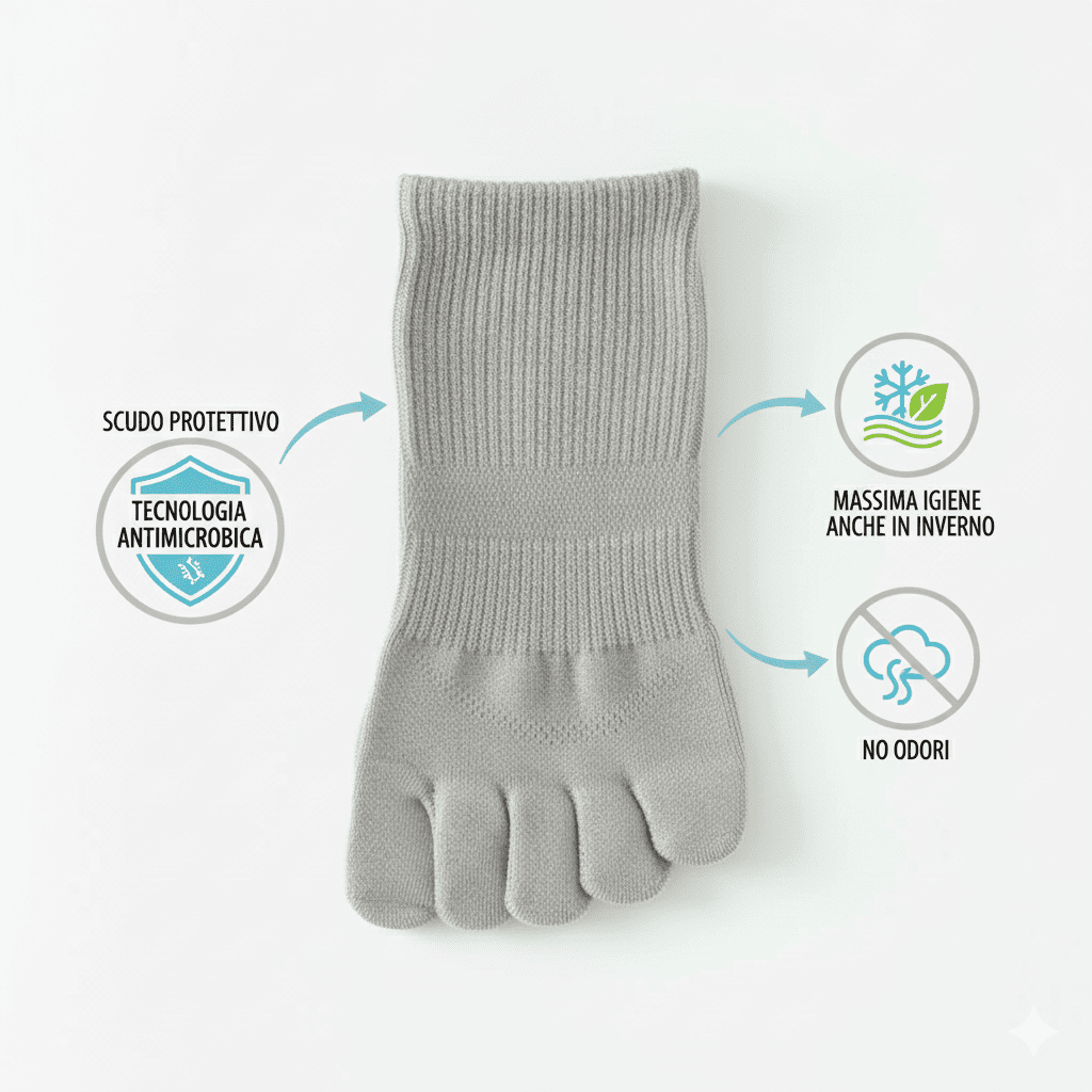 Calze ortopediche a 5 dita per donna, traspiranti, anti-fungo, comfort per dita separate, migliorano la postura e la circolazione