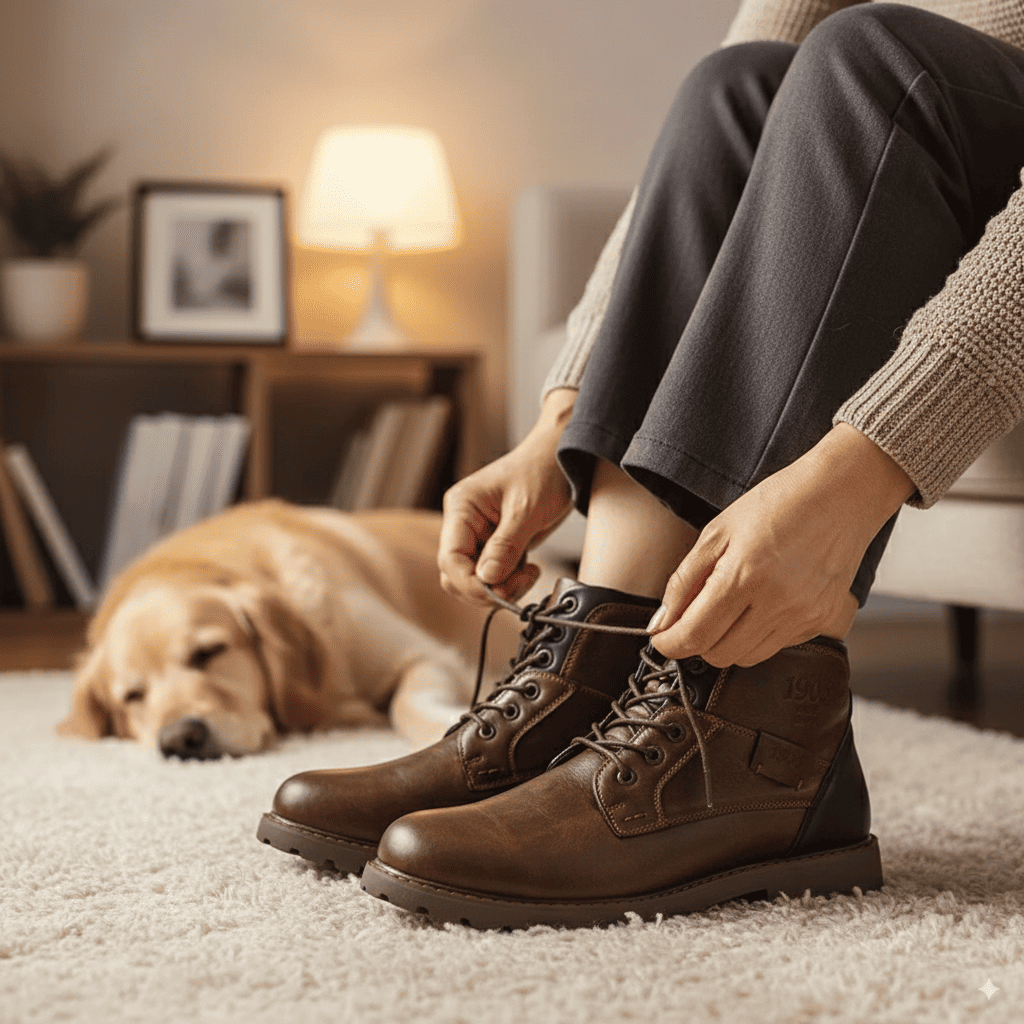 OrthoLeather stivali ortopedici uomo, supporto postura e arco plantare, eleganti e comodi, ideali per piedi sensibili e uso quotidiano