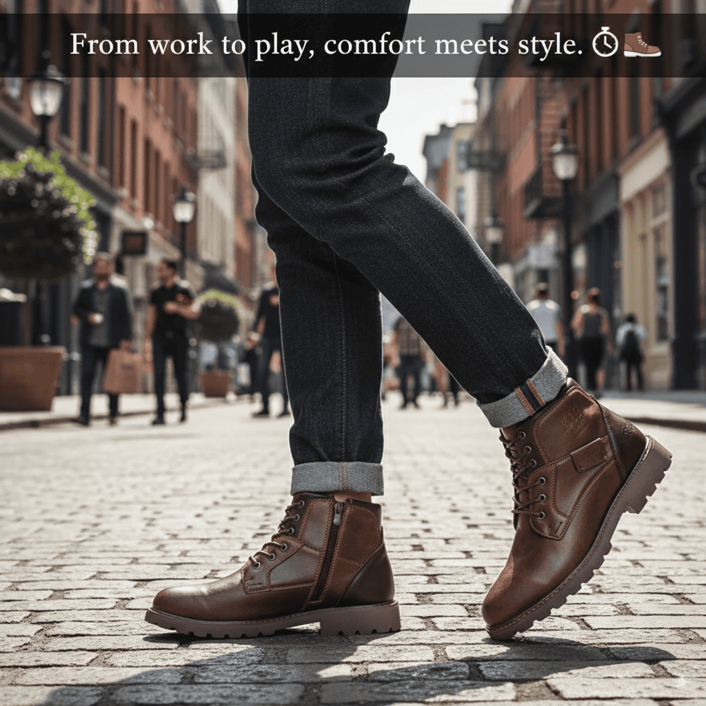 OrthoLeather stivali ortopedici uomo, supporto postura e arco plantare, eleganti e comodi, ideali per piedi sensibili e uso quotidiano