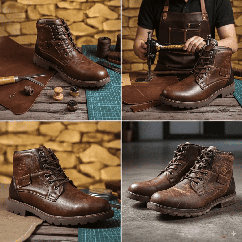 OrthoLeather stivali ortopedici uomo, supporto postura e arco plantare, eleganti e comodi, ideali per piedi sensibili e uso quotidiano