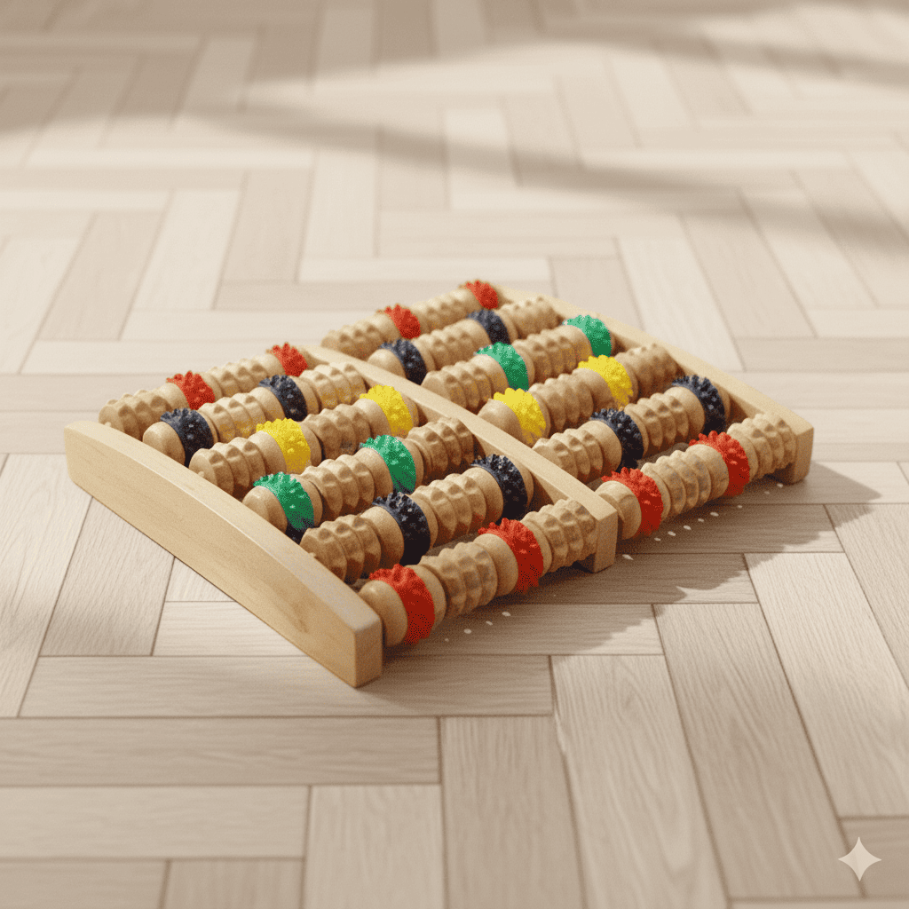 OrthoRoll massaggiatore plantare in legno per piedi, sollievo dal dolore, stimolazione circolazione, massaggio riflessologia plantare