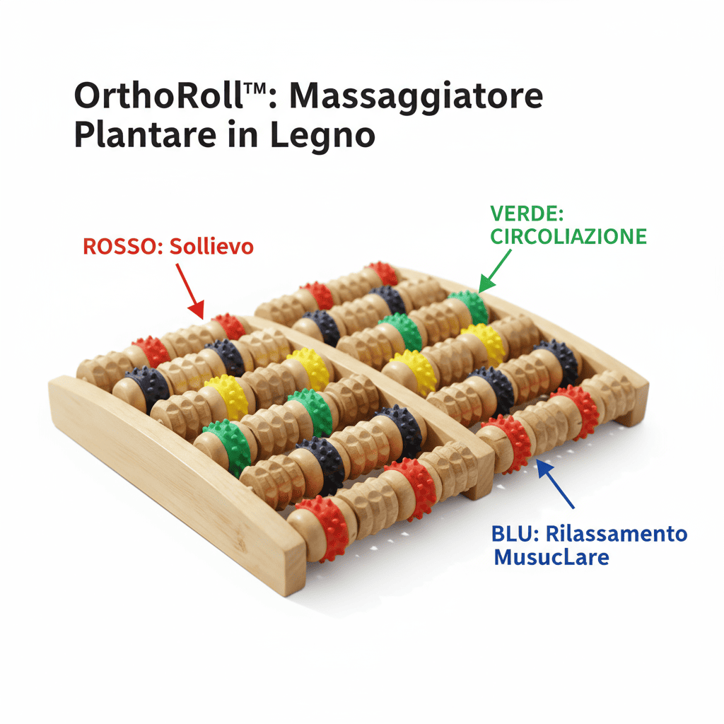 OrthoRoll massaggiatore plantare in legno per piedi, sollievo dal dolore, stimolazione circolazione, massaggio riflessologia plantare