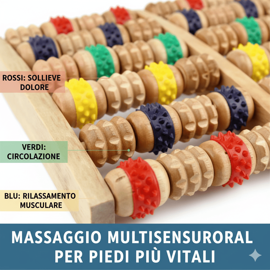 OrthoRoll massaggiatore plantare in legno per piedi, sollievo dal dolore, stimolazione circolazione, massaggio riflessologia plantare