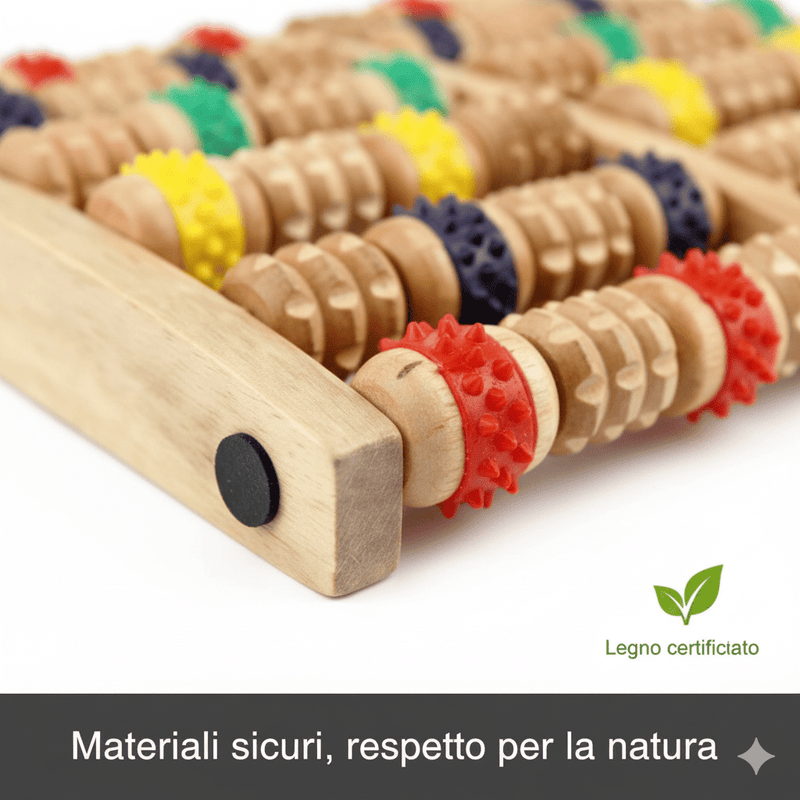 OrthoRoll massaggiatore plantare in legno per piedi, sollievo dal dolore, stimolazione circolazione, massaggio riflessologia plantare