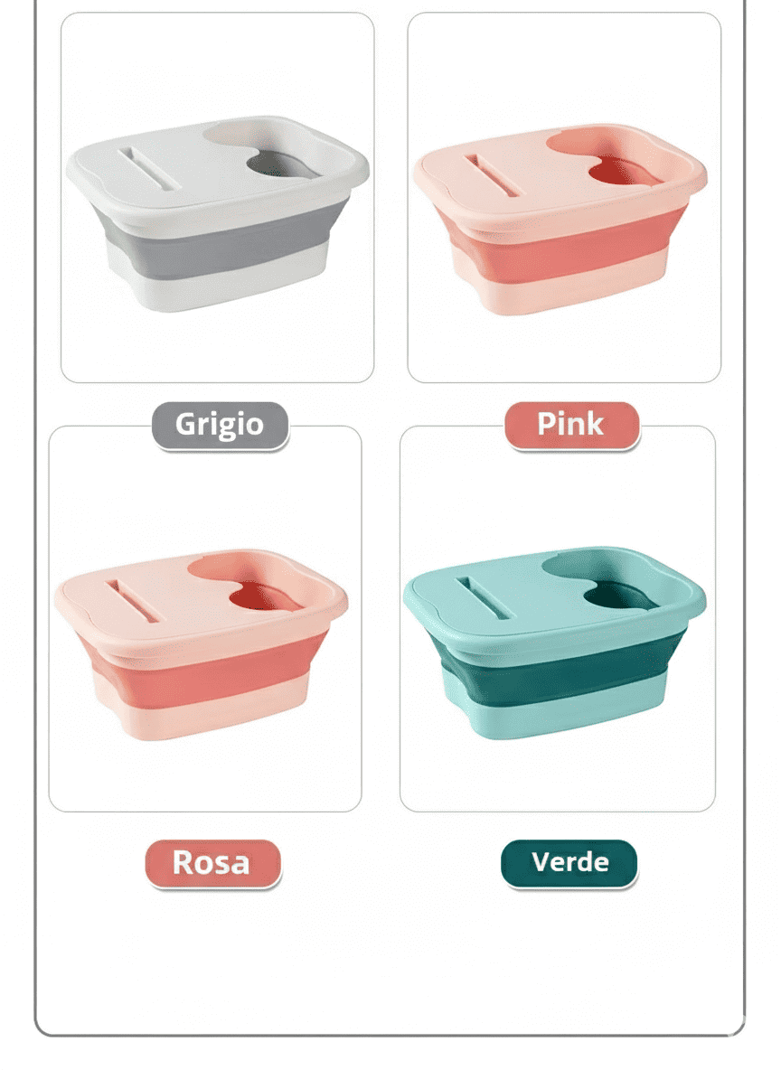 Vasca per pediluvio pieghevole RelaxPiedi, portatile con coperchio, ideale per relax piedi, spa a casa, sollievo da fatica e gonfiore