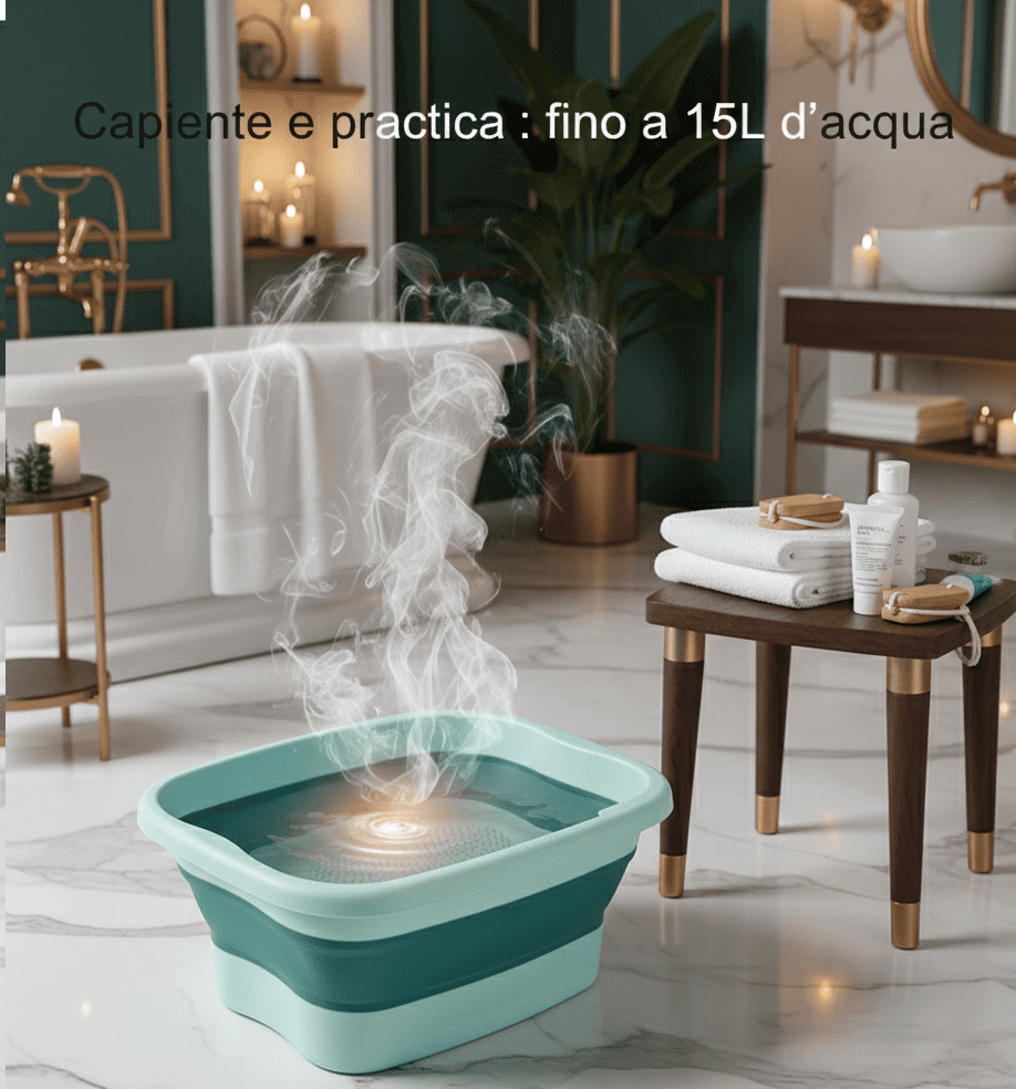 Vasca per pediluvio pieghevole RelaxPiedi, portatile con coperchio, ideale per relax piedi, spa a casa, sollievo da fatica e gonfiore