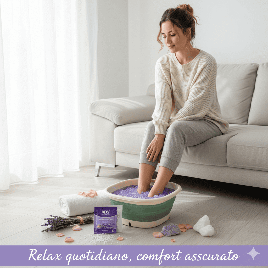 Vasca per pediluvio pieghevole RelaxPiedi, portatile con coperchio, ideale per relax piedi, spa a casa, sollievo da fatica e gonfiore