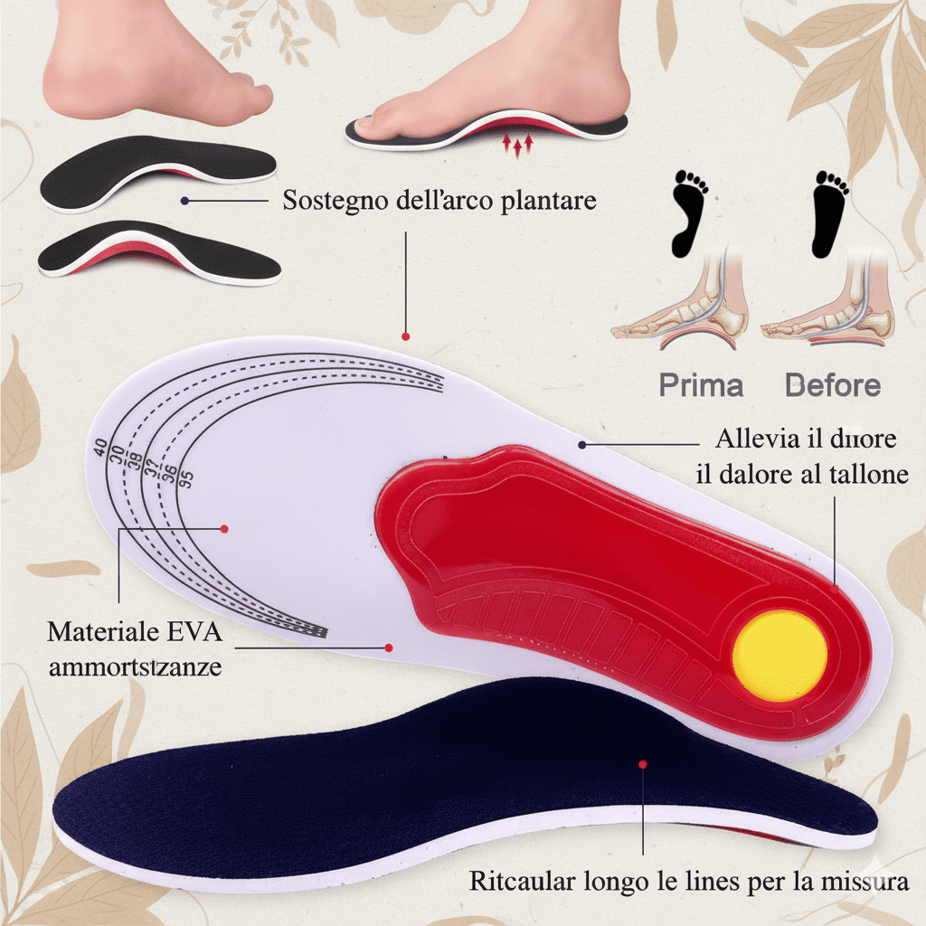 Soletti ortopedici donna Black Mesh, supporto arco plantare, traspiranti, anti-dolore, migliorano postura e comfort quotidiano
