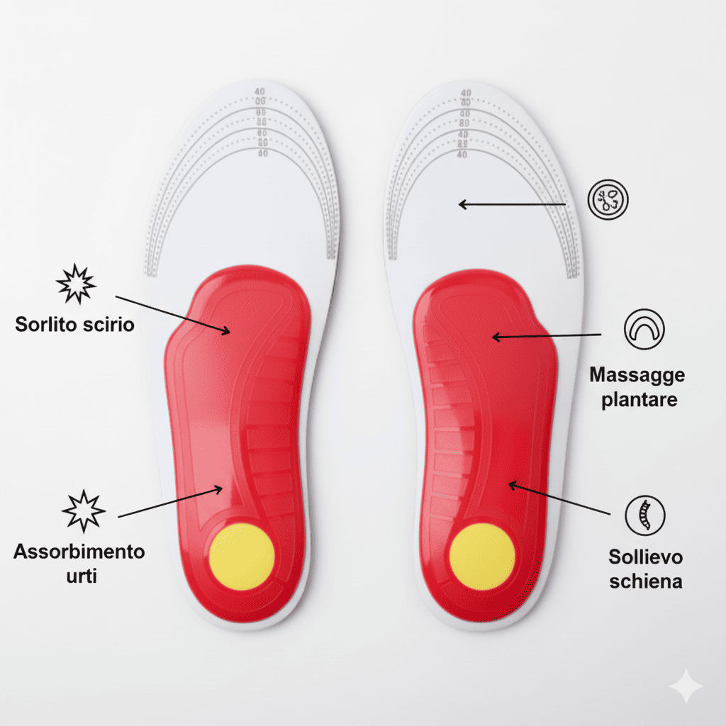 Soletti ortopedici donna Black Mesh, supporto arco plantare, traspiranti, anti-dolore, migliorano postura e comfort quotidiano