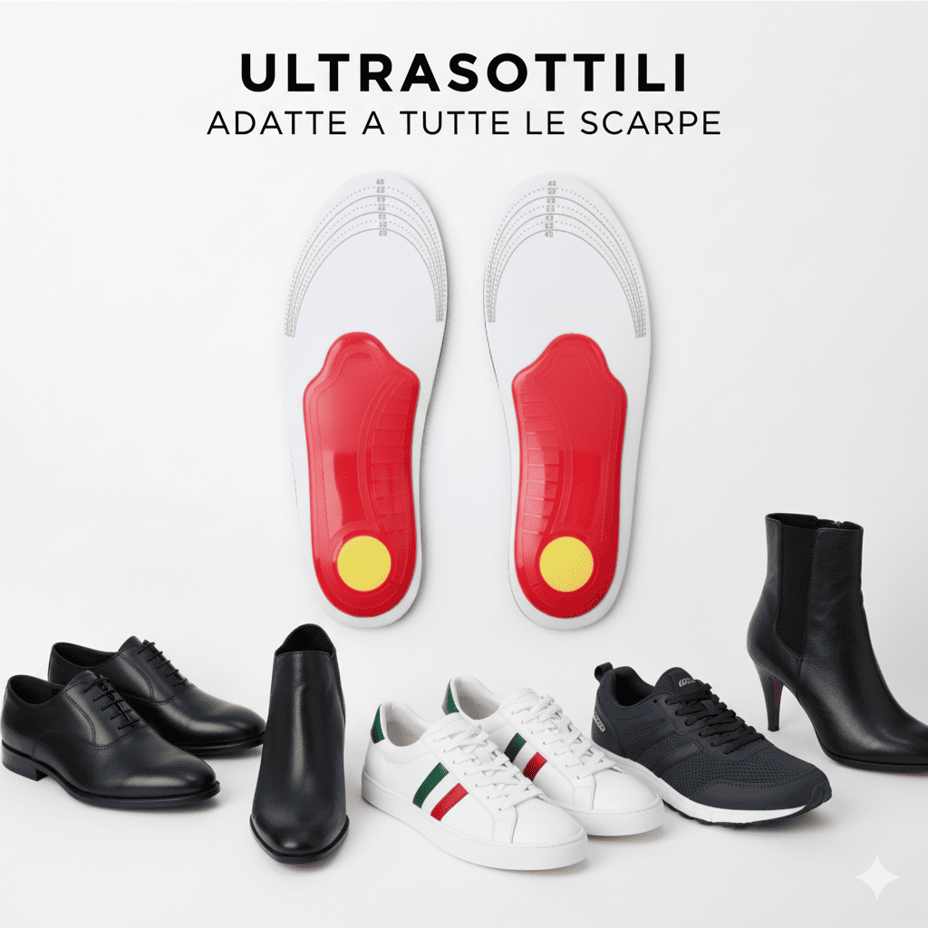 Soletti ortopedici donna Black Mesh, supporto arco plantare, traspiranti, anti-dolore, migliorano postura e comfort quotidiano