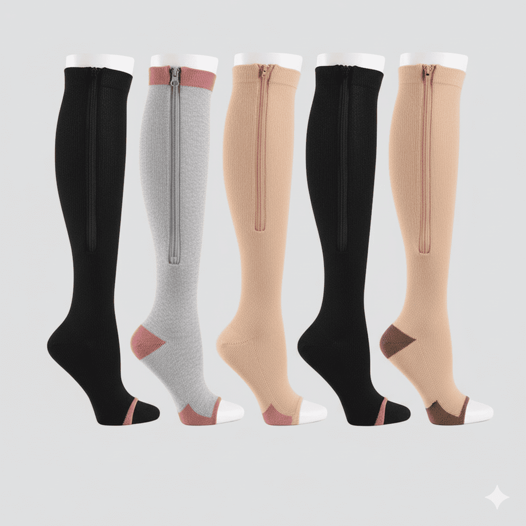 Calze a compressione VitaStep per donna, migliorano la circolazione, riducono gonfiore e affaticamento, ideali per sport e uso quotidiano